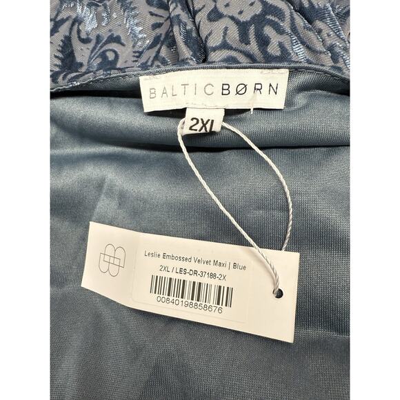 NWT Baltic Born Leslie Blue Velvet Maxi Dress 2XL Puff Sleeves Boho Formal - Picture 11 of 12